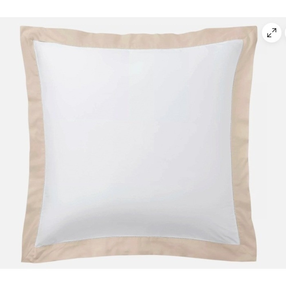 NEW Ralph Lauren Organic Cotton Sateen Border Euro Sham Coastal Sand